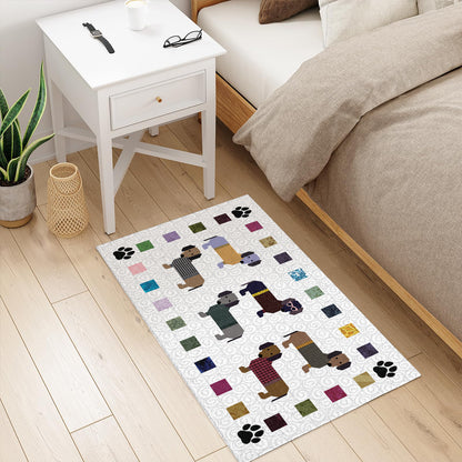 Shineful Dachshund Paws and Patches Ultra-Thin Non Skid Floor Mat, Kitchen Rugs
