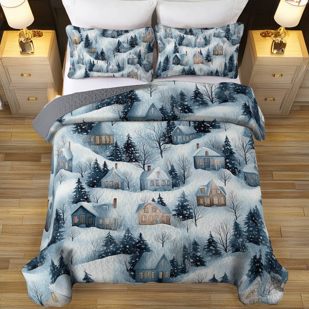 Shineful All Season Quilt 3-Piece Set Snow Village