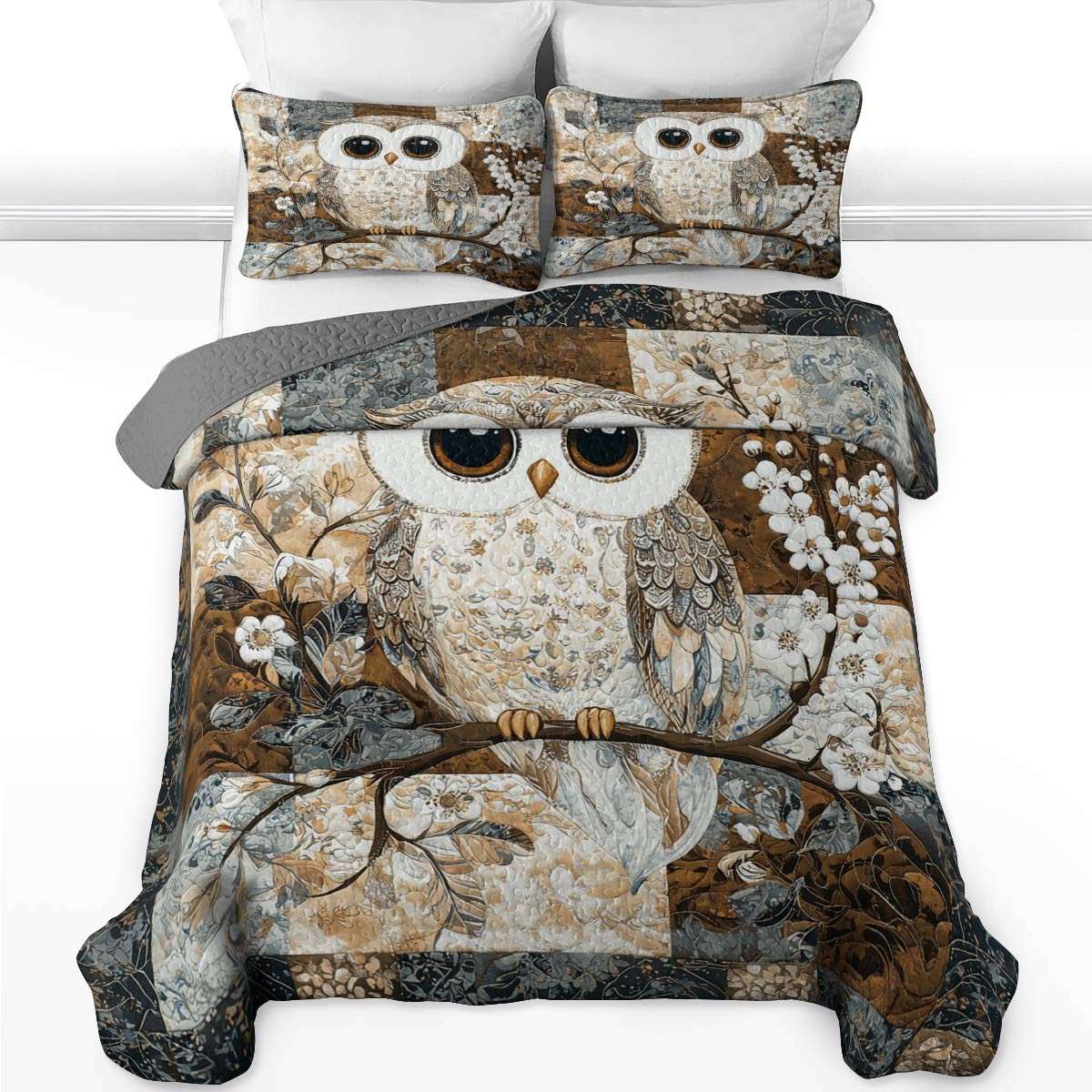 Shineful All Season Quilt 3-Piece Set Cute Owl Lovely