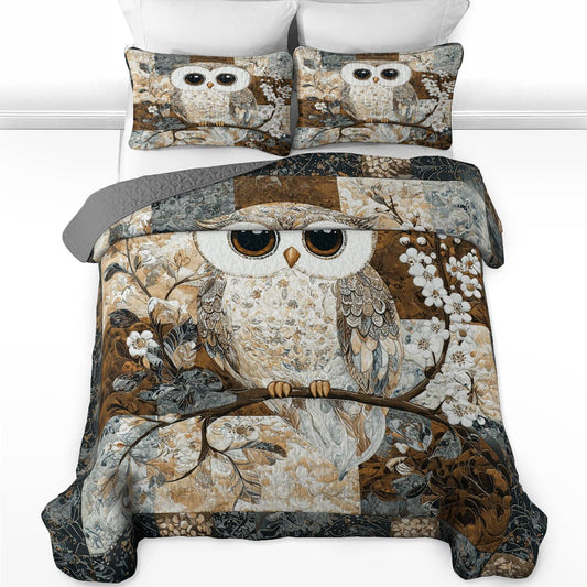 Shineful All Season Quilt 3-Piece Set Cute Owl Lovely