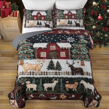 Shineful All Season Quilt 3-Piece Set Christmas in Farm