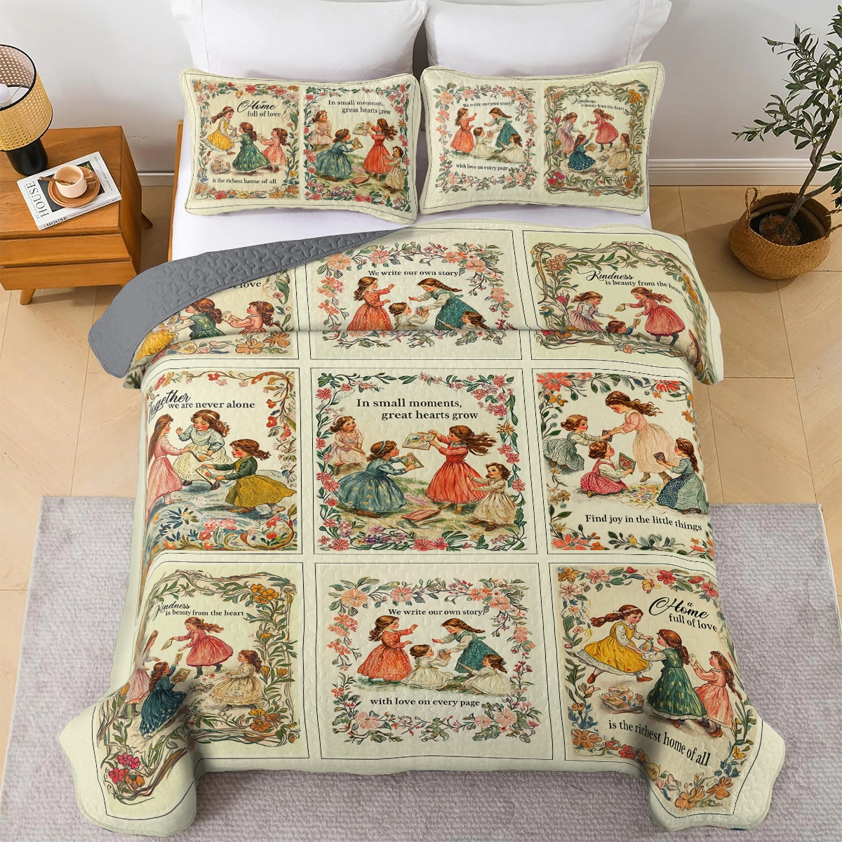 Shineful All Season Quilt 3-Piece Set Reading Timeless Treasures