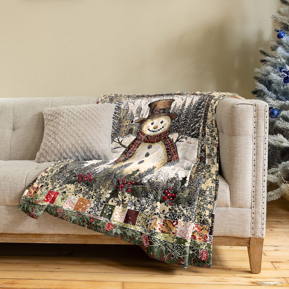 Shineful Fleece Blanket Vintage Snowman