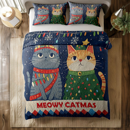 Shineful All Season Quilt 3-Piece Set Meowy Catmas