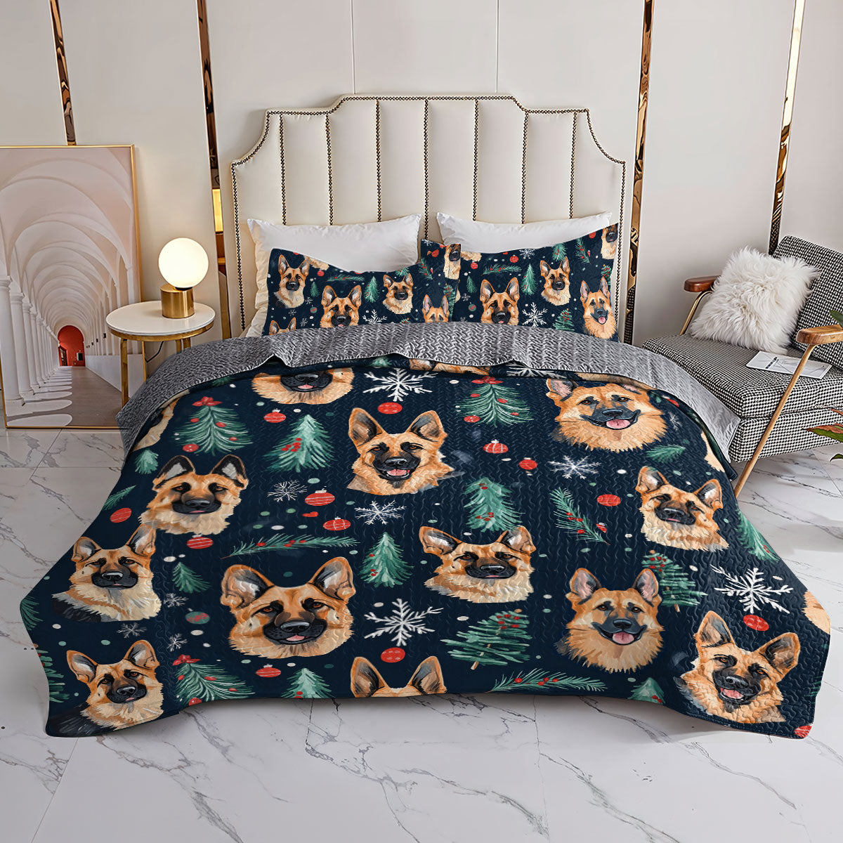 Shineful All Season Quilt 3-Piece Set Loyal German Shepherd