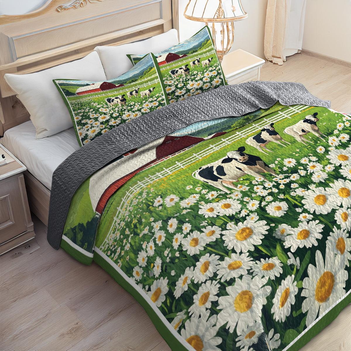 Shineful All Season Quilt 3-Piece Set Green Farm