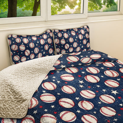 Shineful All Season Quilt 3-Piece Set Baseball All-Star Comforter