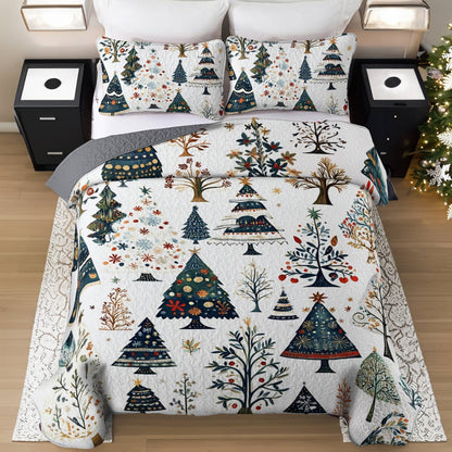 Shineful All Season Quilt 3-Piece Set Gentle Christmas Tree