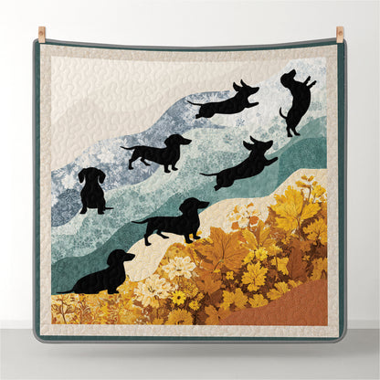 Shineful All Season Quilt 3-Piece Set Quilt Set Dachshund Autumn Walk