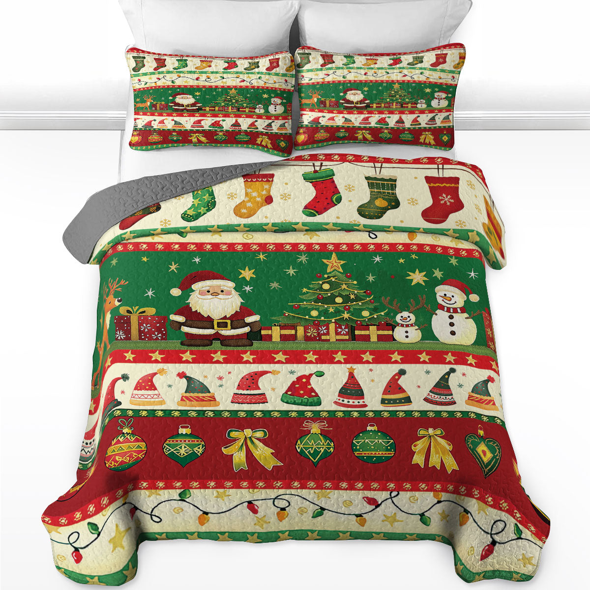 Shineful All Season Quilt 3-Piece Set Santa's Present
