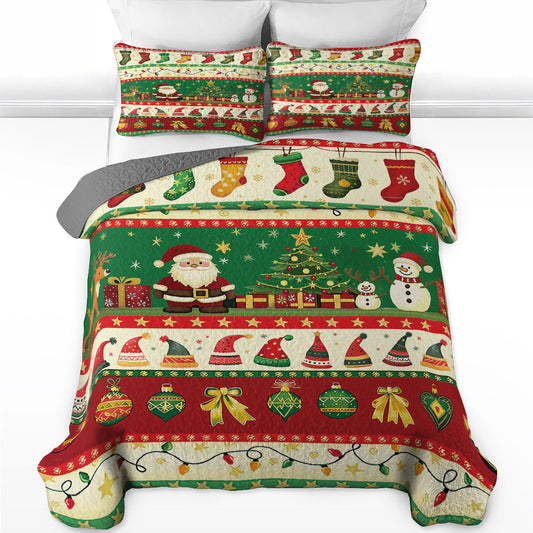Shineful All Season Quilt 3-Piece Set Santa's Present