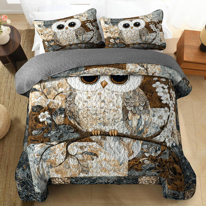 Shineful All Season Quilt 3-Piece Set Cute Owl Lovely