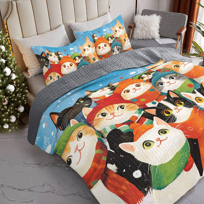 Shineful All Season Quilt 3-Piece Set Cozy Cat Crew