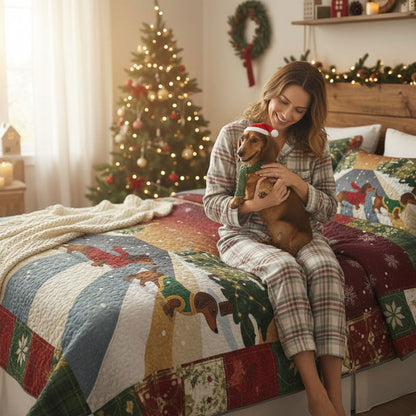 Shineful Quilt 3-Piece Set Winter Wiener Wonderland