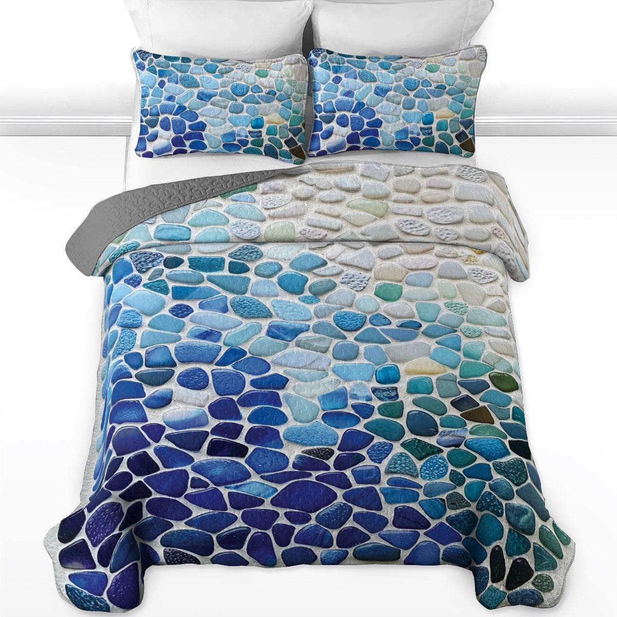 Shineful All Season Quilt 3-Piece Set Ocean Pebbles