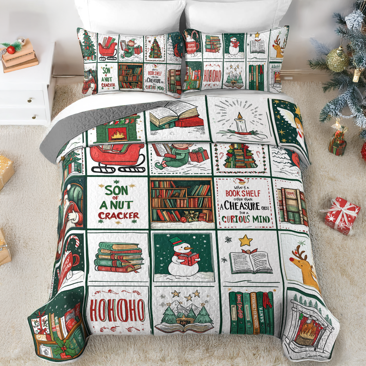 Shineful All Season Quilt 3-Piece Set Magical Elf Reading