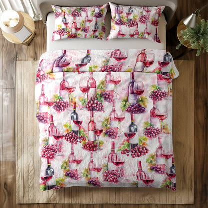 Shineful All Season Quilt 3-Piece Set Grape & Wine Bliss