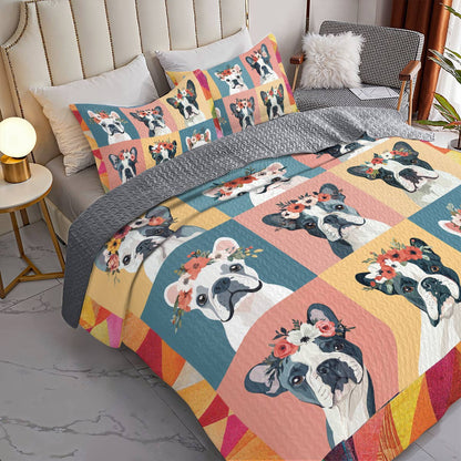 Shineful All Season Quilt 3-Piece Set Floral Frenchie