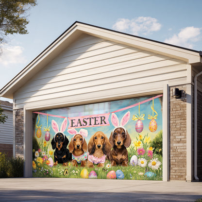 Shineful Garage Door Banner Decoration Cute Easter Dachshund
