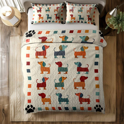 Shineful All Season Quilt 3-Piece Set Dachshund Doodle