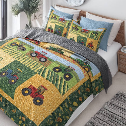 Shineful All Season Quilt 3-Piece Set - Farmer Tractor Tales