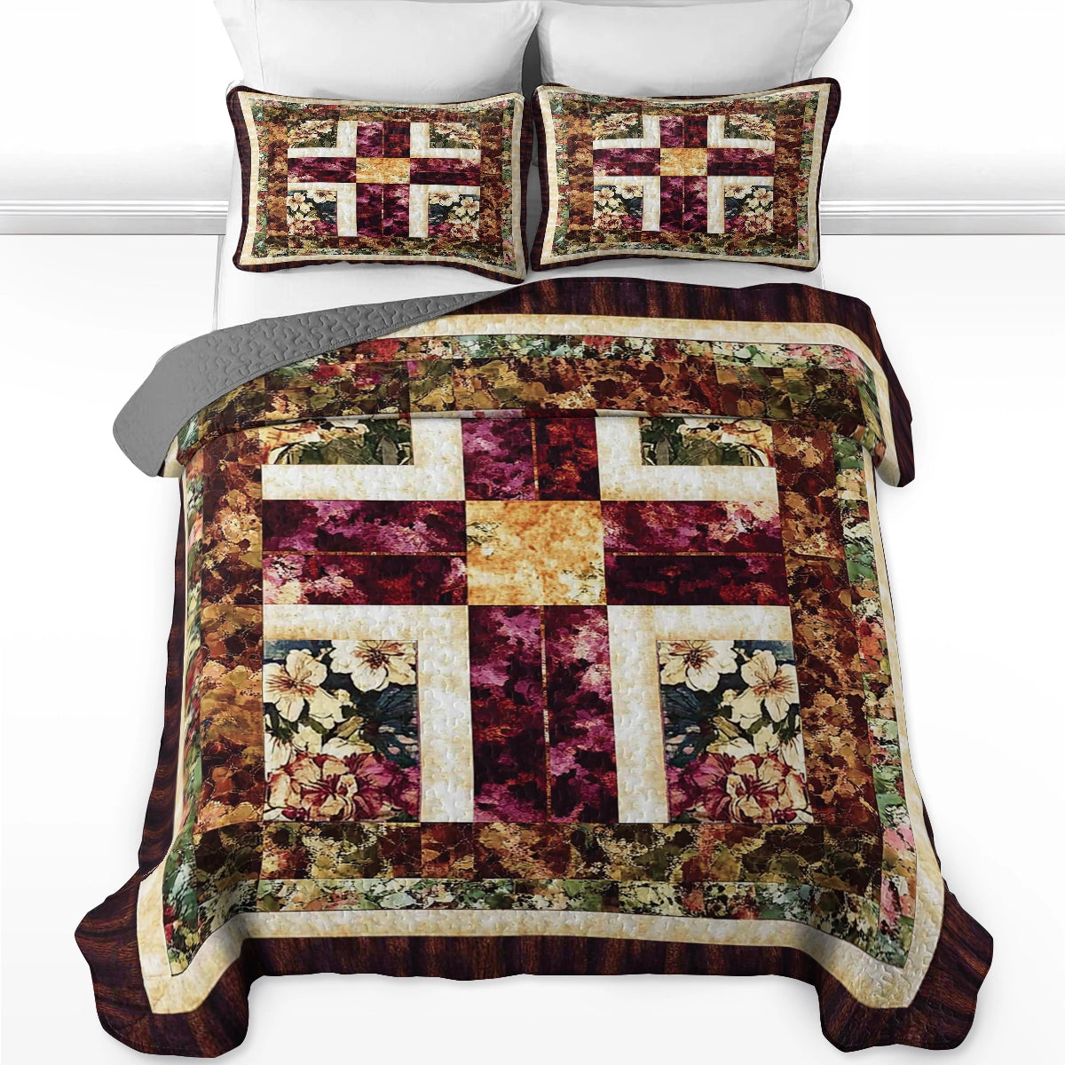 Shineful All Season Quilt 3-Piece Set - God Faithful Floral