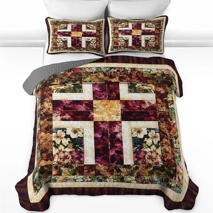 Shineful All Season Quilt 3-Piece Set - God Faithful Floral