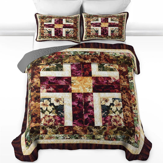 Shineful All Season Quilt 3-Piece Set - God Faithful Floral