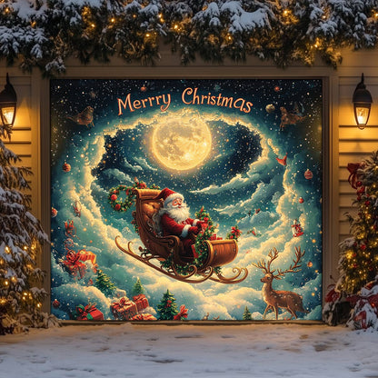 Shineful Garage Door Banner Decoration  Santa's Magical Sleigh Ride