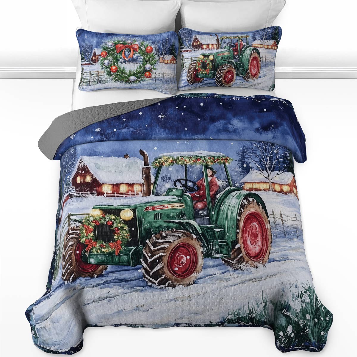 Shineful All Season Quilt 3-Piece Set - Farmer I'll Be Home For Christmas