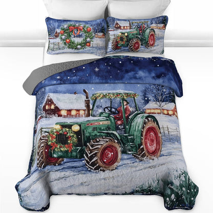 Shineful All Season Quilt 3-Piece Set - Farmer I'll Be Home For Christmas