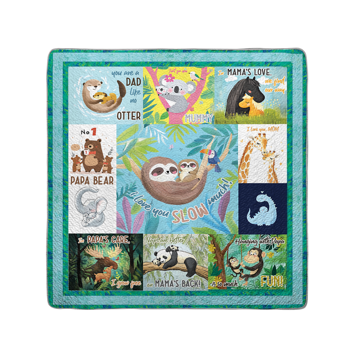Shineful All Season Quilt 3-Piece Set Papa & Mama's Animal Love