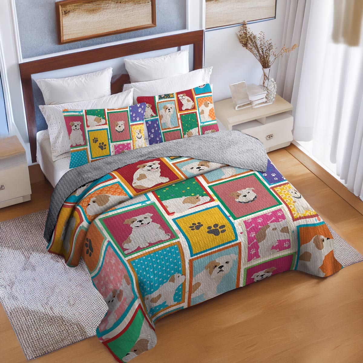 Shineful All Season Quilt 3-Piece Set Pitbull Fun