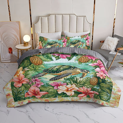 Shineful All Season Quilt 3-Piece Set Tropical Sea Turtle