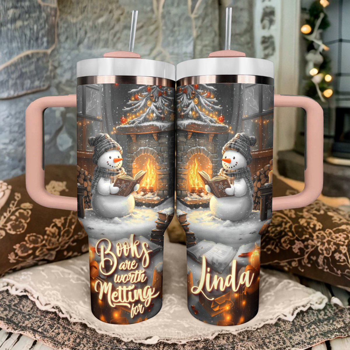 Shineful Personalized Tumbler Snowman Books Are Worth Melting For