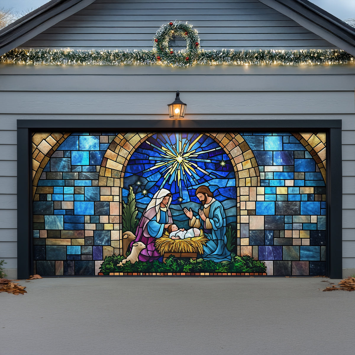 Shineful Garage Door Banner Decoration Sacred Nativity Panel