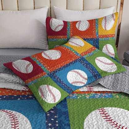 Shineful All Season Quilt 3-Piece Set - Baseball Bliss