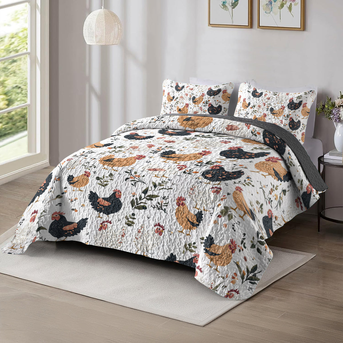 Shineful All Season Quilt 3-Piece Set Farmhouse Chicken
