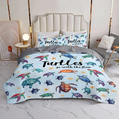 Shineful All Season Quilt 3-Piece Set -Sea Turtle Go With The Flow