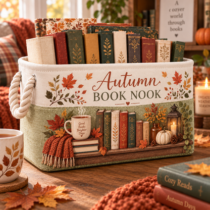 Shineful Cozy Autumn Reading Book Basket