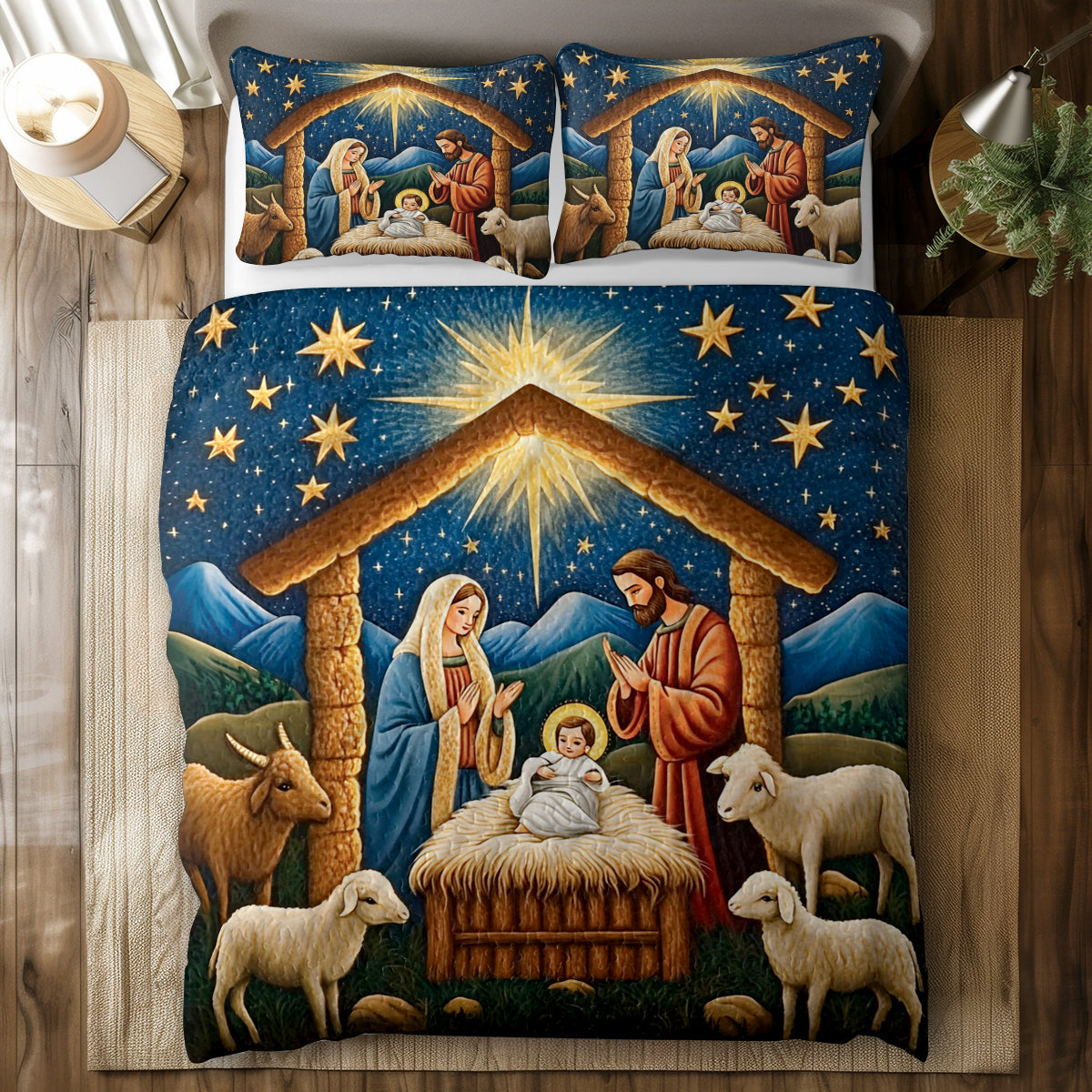 Shineful All Season Quilt 3-Piece Set The Birth Of Jesus