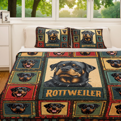 Shineful All Season Quilt 3-Piece Set - Rottweiler Loyal Guardian