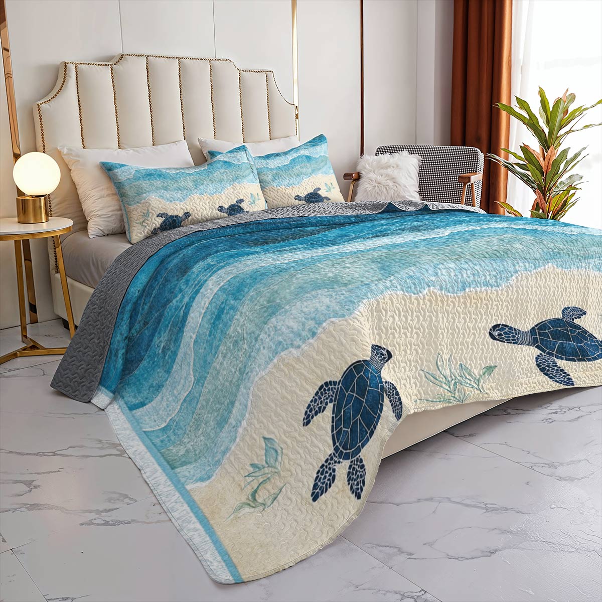 Shineful All Season Quilt 3-Piece Set Ocean Waves