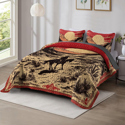 Shineful All Season Quilt 3-Piece Set Western Sunset Cowboy