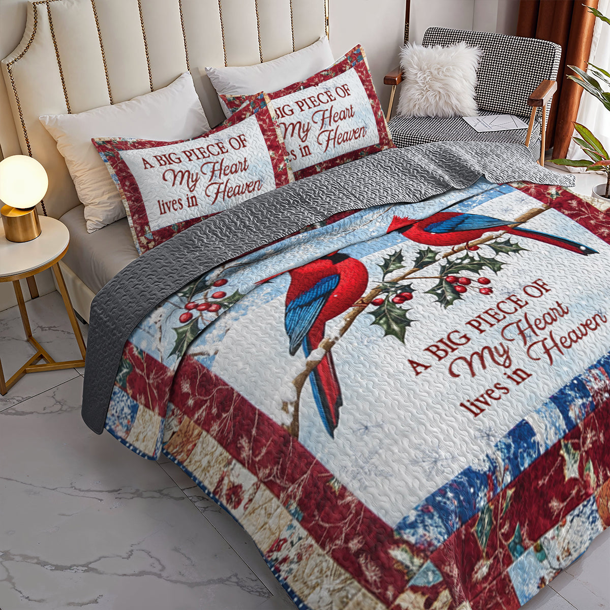 Shineful All Season Quilt 3-Piece Set Cardinal Memoria - A Heartfelt Tribute