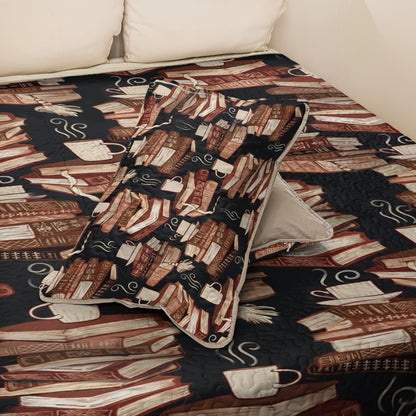 Shineful All Season Quilt 3-Piece Set - Book Lovers' Cozy Night