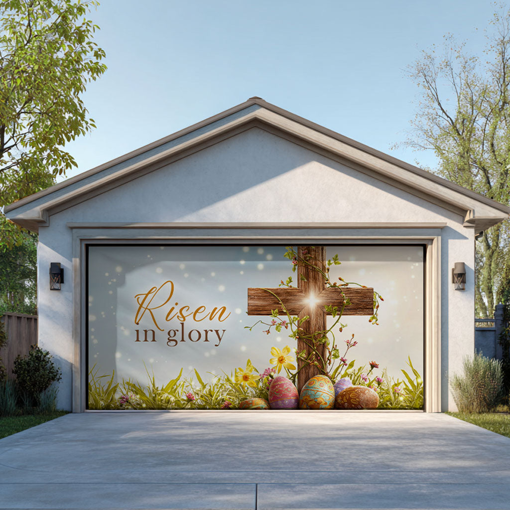 Shineful Garage Door Banner Decoration Risen in Glory