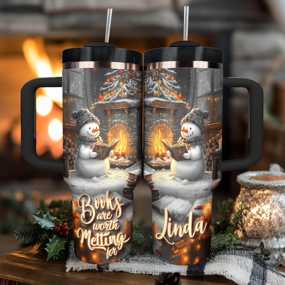 Shineful Personalized Tumbler Snowman Books Are Worth Melting For
