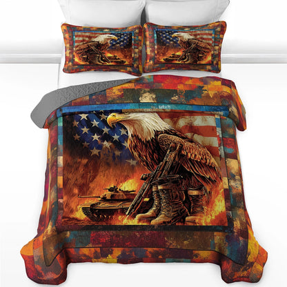 Shineful All Season Quilt 3-Piece Set - Patriotic Veteran's Eagle