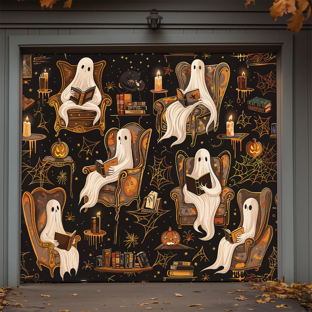Shineful Garage Door Banner Decoration - Halloween Ghostly Book Club